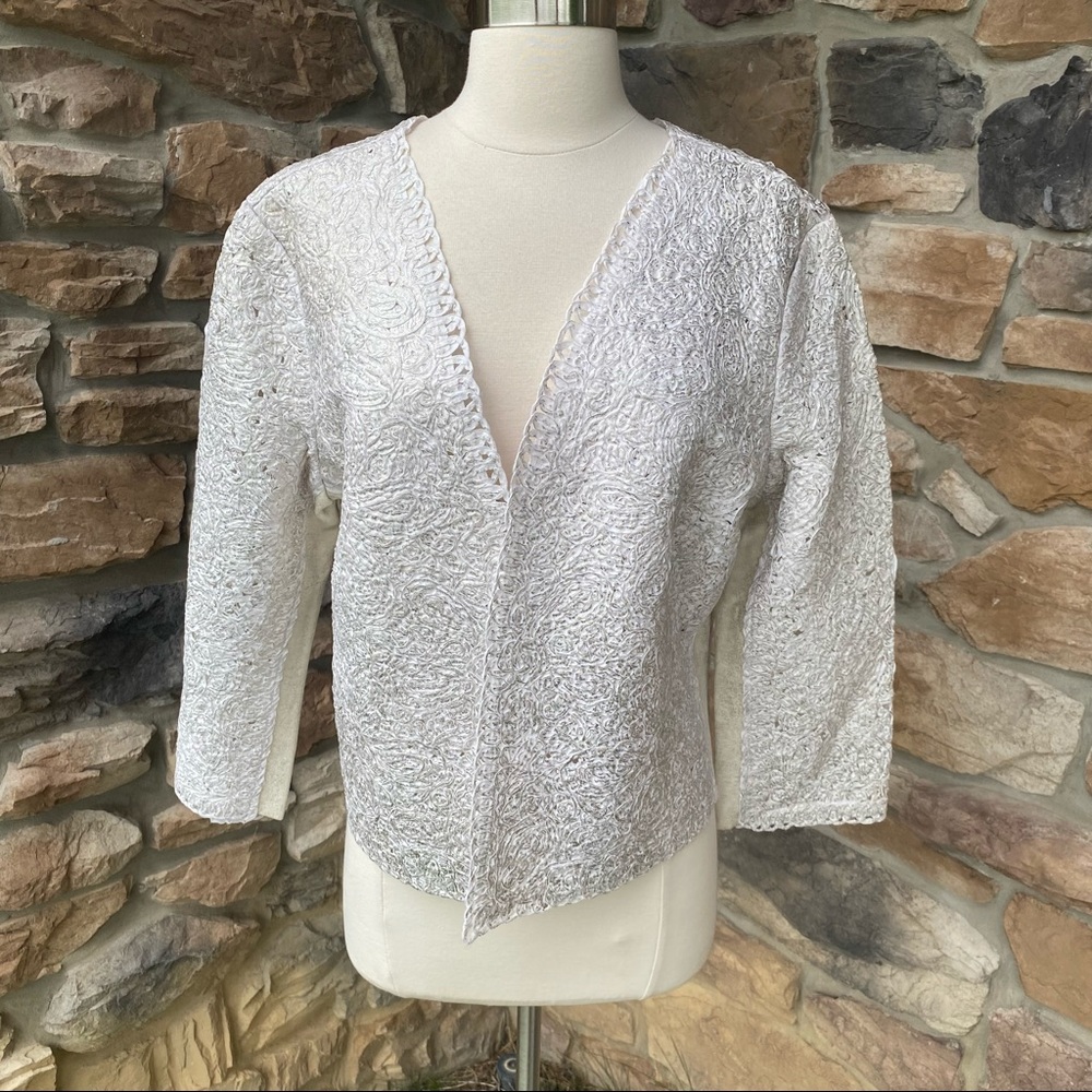 Nic & Zoe Shimmered Metallic Lace Jacket - Picture 4 of 16